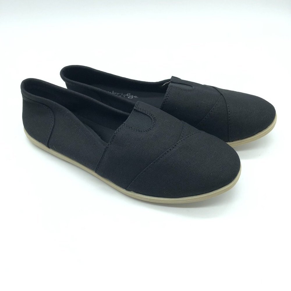Cambridge Select Womens Espadrille Flats Slip On Canvas Black Size 7.5